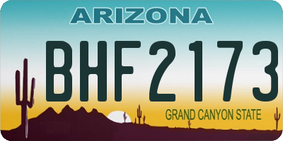AZ license plate BHF2173
