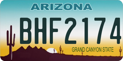 AZ license plate BHF2174
