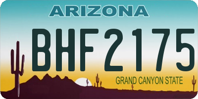 AZ license plate BHF2175