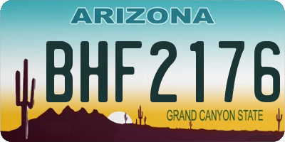 AZ license plate BHF2176