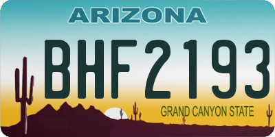 AZ license plate BHF2193