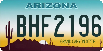 AZ license plate BHF2196