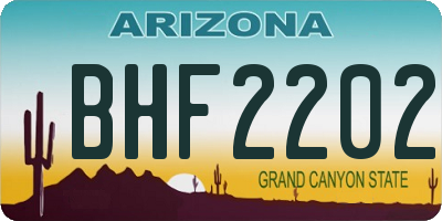 AZ license plate BHF2202