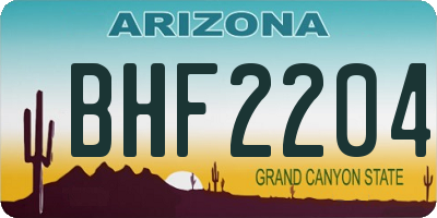 AZ license plate BHF2204