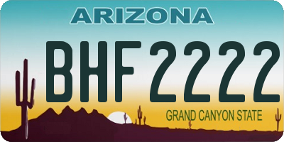 AZ license plate BHF2222
