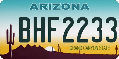 AZ license plate BHF2233
