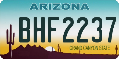 AZ license plate BHF2237
