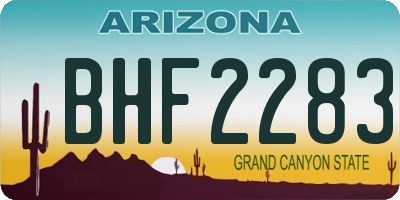 AZ license plate BHF2283