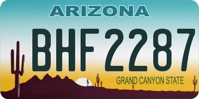 AZ license plate BHF2287