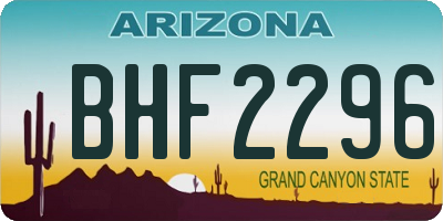 AZ license plate BHF2296