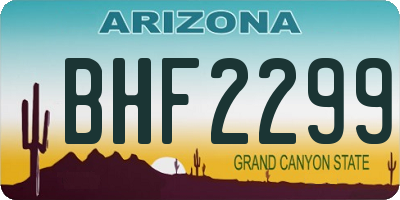 AZ license plate BHF2299