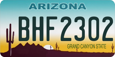 AZ license plate BHF2302