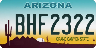 AZ license plate BHF2322