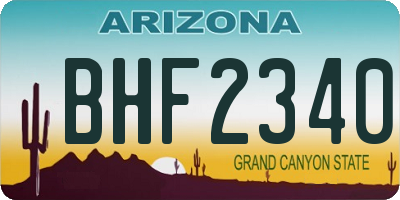 AZ license plate BHF2340