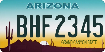 AZ license plate BHF2345