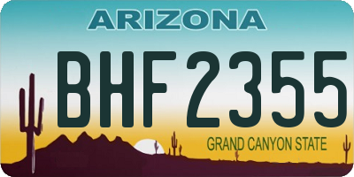 AZ license plate BHF2355