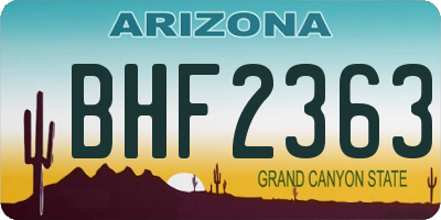 AZ license plate BHF2363