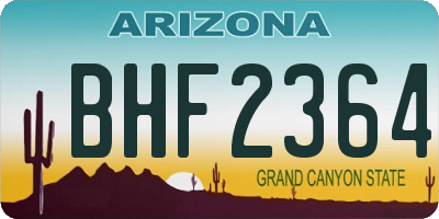 AZ license plate BHF2364