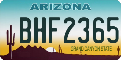 AZ license plate BHF2365