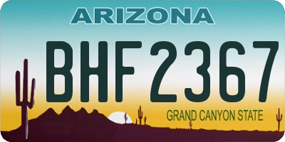 AZ license plate BHF2367