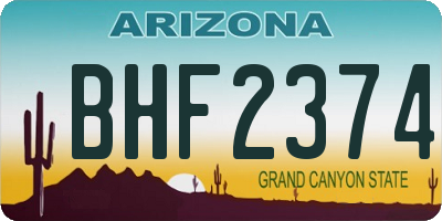 AZ license plate BHF2374