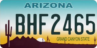 AZ license plate BHF2465