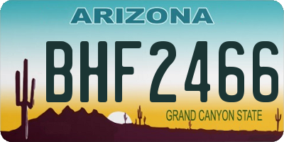 AZ license plate BHF2466