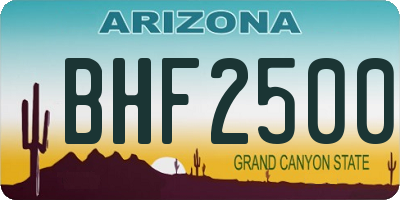 AZ license plate BHF2500