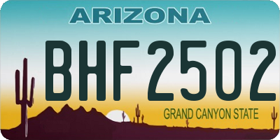 AZ license plate BHF2502