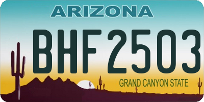 AZ license plate BHF2503