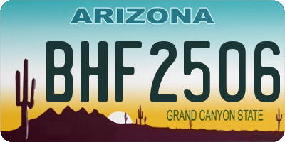 AZ license plate BHF2506