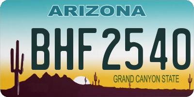 AZ license plate BHF2540