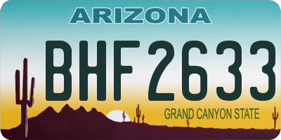 AZ license plate BHF2633