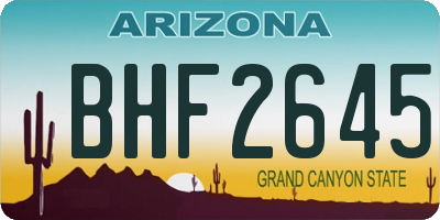 AZ license plate BHF2645