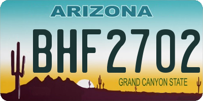 AZ license plate BHF2702