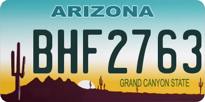 AZ license plate BHF2763