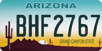 AZ license plate BHF2767