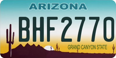 AZ license plate BHF2770