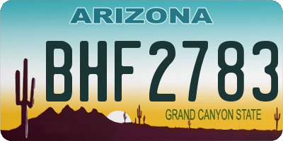 AZ license plate BHF2783