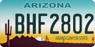 AZ license plate BHF2802