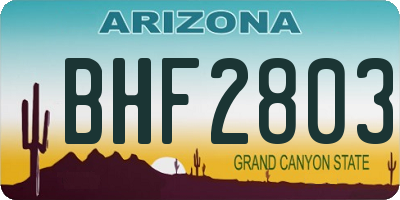 AZ license plate BHF2803