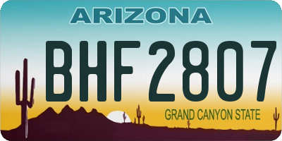 AZ license plate BHF2807