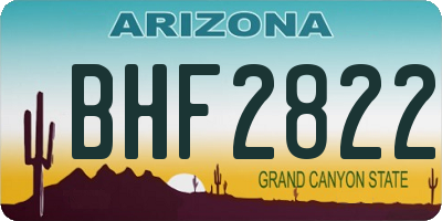 AZ license plate BHF2822