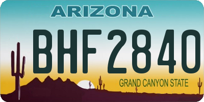 AZ license plate BHF2840