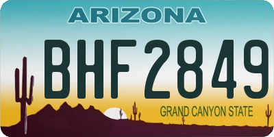 AZ license plate BHF2849