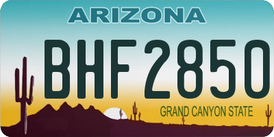 AZ license plate BHF2850