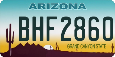 AZ license plate BHF2860