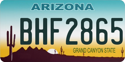 AZ license plate BHF2865