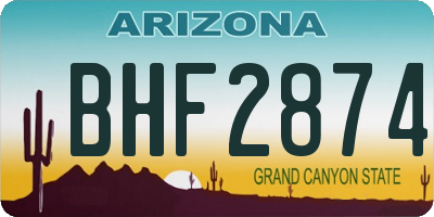 AZ license plate BHF2874