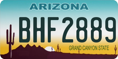 AZ license plate BHF2889